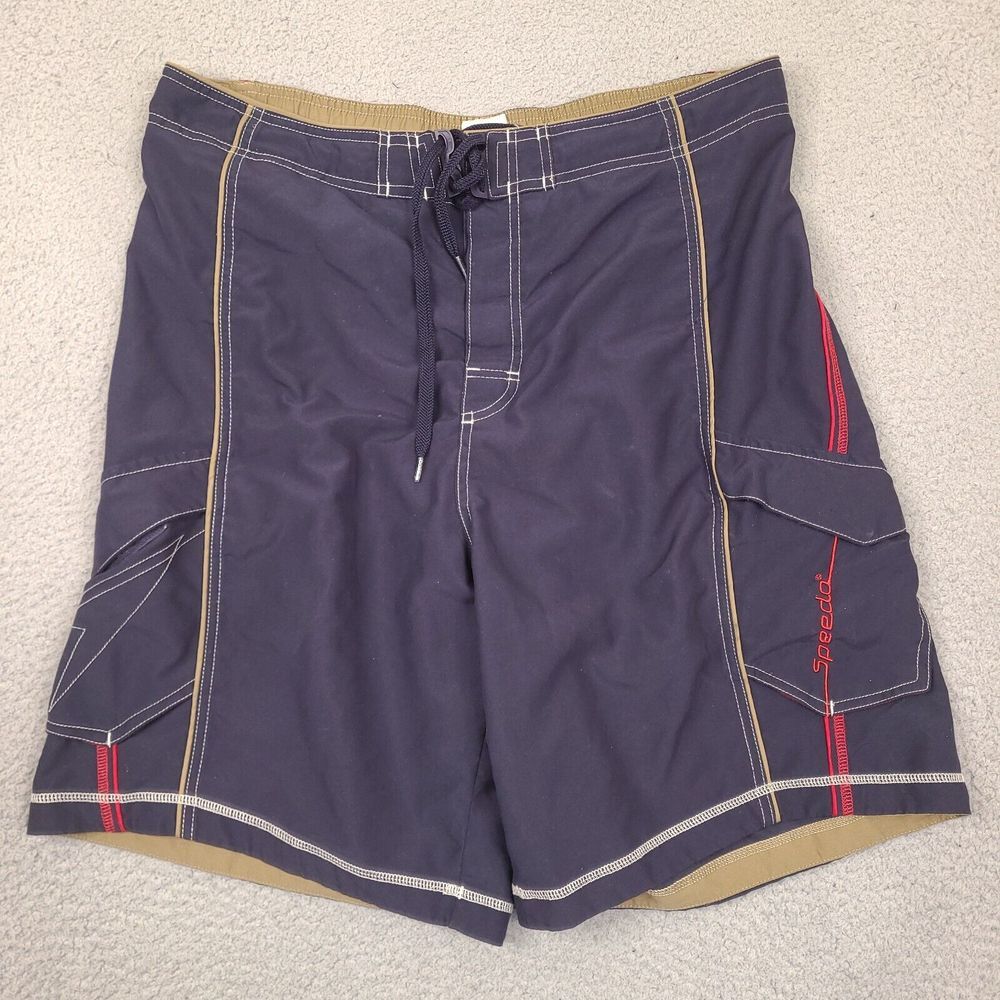 Speedo Swim Trunks‎ Board Shorts Mens Large 36 Waist Royal Blue Cargo Lined